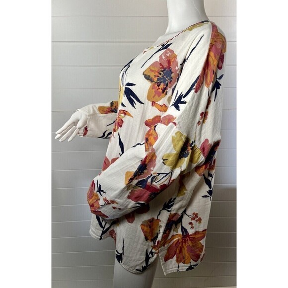 Coldwater Creek 1X Top Multi Floral Beach Womens Slub Knit Lagenlook Long Sleeve - Picture 5 of 10